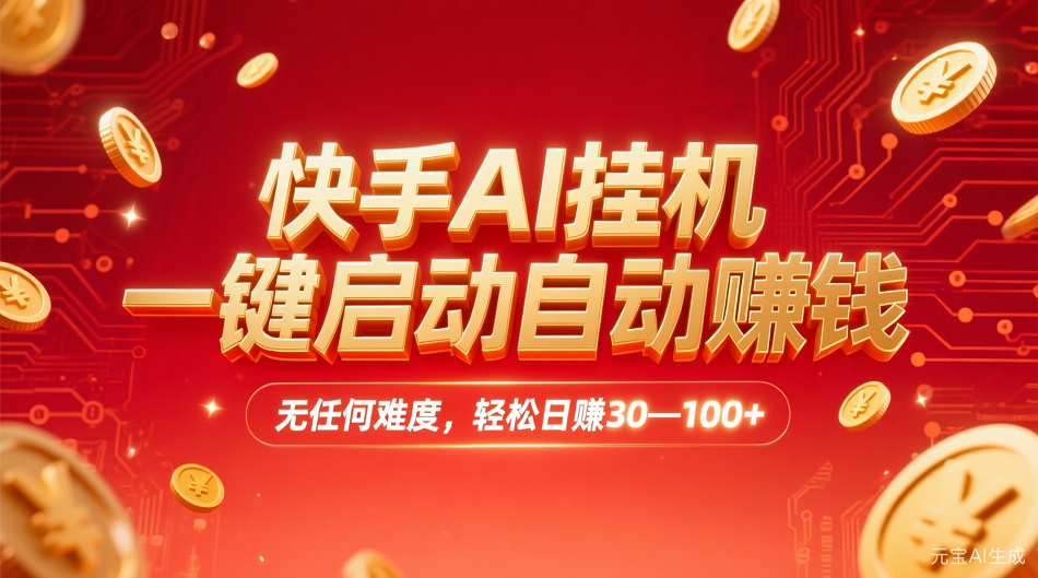 快手AI,一键启动自动赚钱 无任何难度,轻松一天30—100+网创吧-网创项目资源站-副业项目-创业项目-搞钱项目创业吧