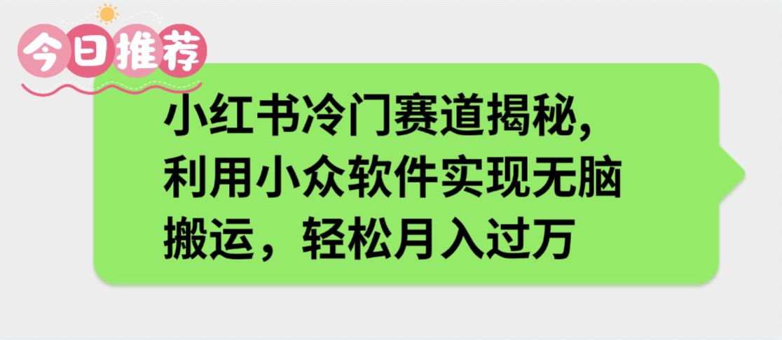 小红书冷门赛道揭秘,利用小众软件实现无脑搬运,轻松月入过万网创吧-网创项目资源站-副业项目-创业项目-搞钱项目创业吧