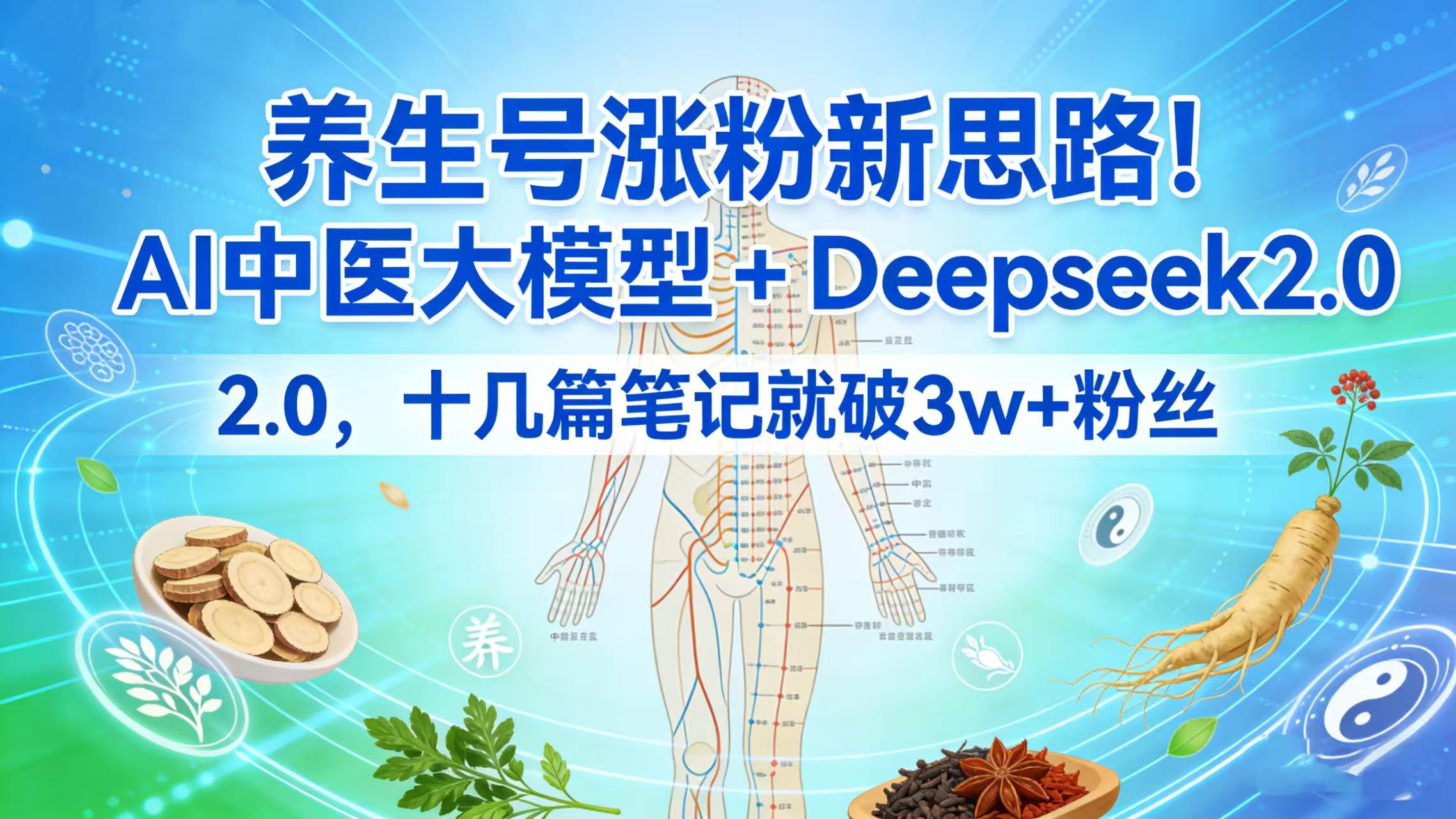 养生号涨粉新思路！AI 中医大模型 + Deepseek 2.0，十几篇笔记就破 3w + 粉丝网创吧-网创项目资源站-副业项目-创业项目-搞钱项目创业吧