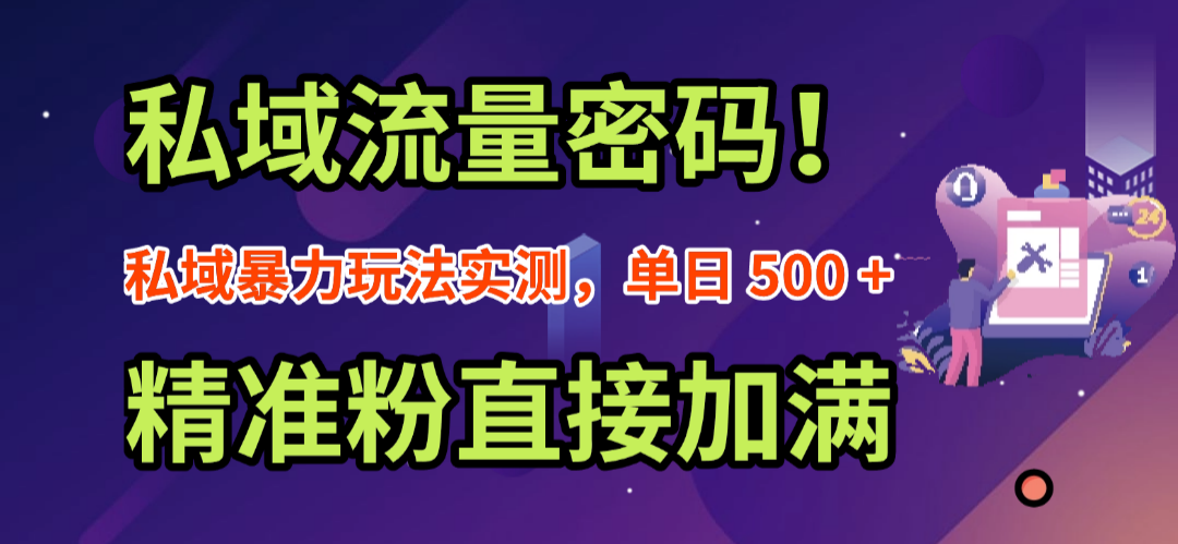私域流量密码！私域暴力玩法实测，单日 500 + 精准粉直接加满网创吧-网创项目资源站-副业项目-创业项目-搞钱项目创业吧