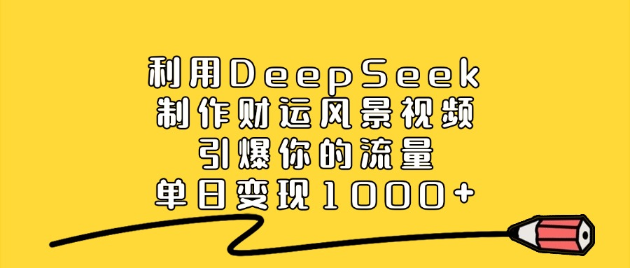 利用DeepSeek制作财运风景视频，做出爆款视频，单日变现1000+网创吧-网创项目资源站-副业项目-创业项目-搞钱项目创业吧