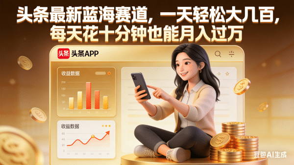 头条最新蓝海赛道，一天轻松大几百，每天花十分钟也能月入过万网创吧-网创项目资源站-副业项目-创业项目-搞钱项目创业吧