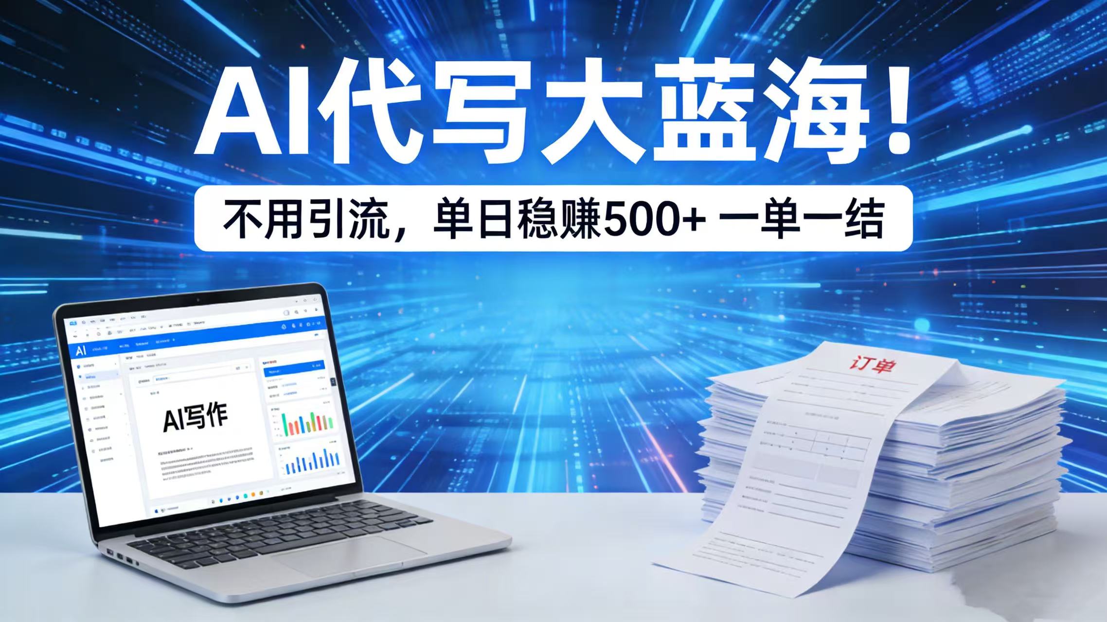 AI 代写大蓝海！不用引流，单日稳赚 500 + 一单一结网创吧-网创项目资源站-副业项目-创业项目-搞钱项目创业吧