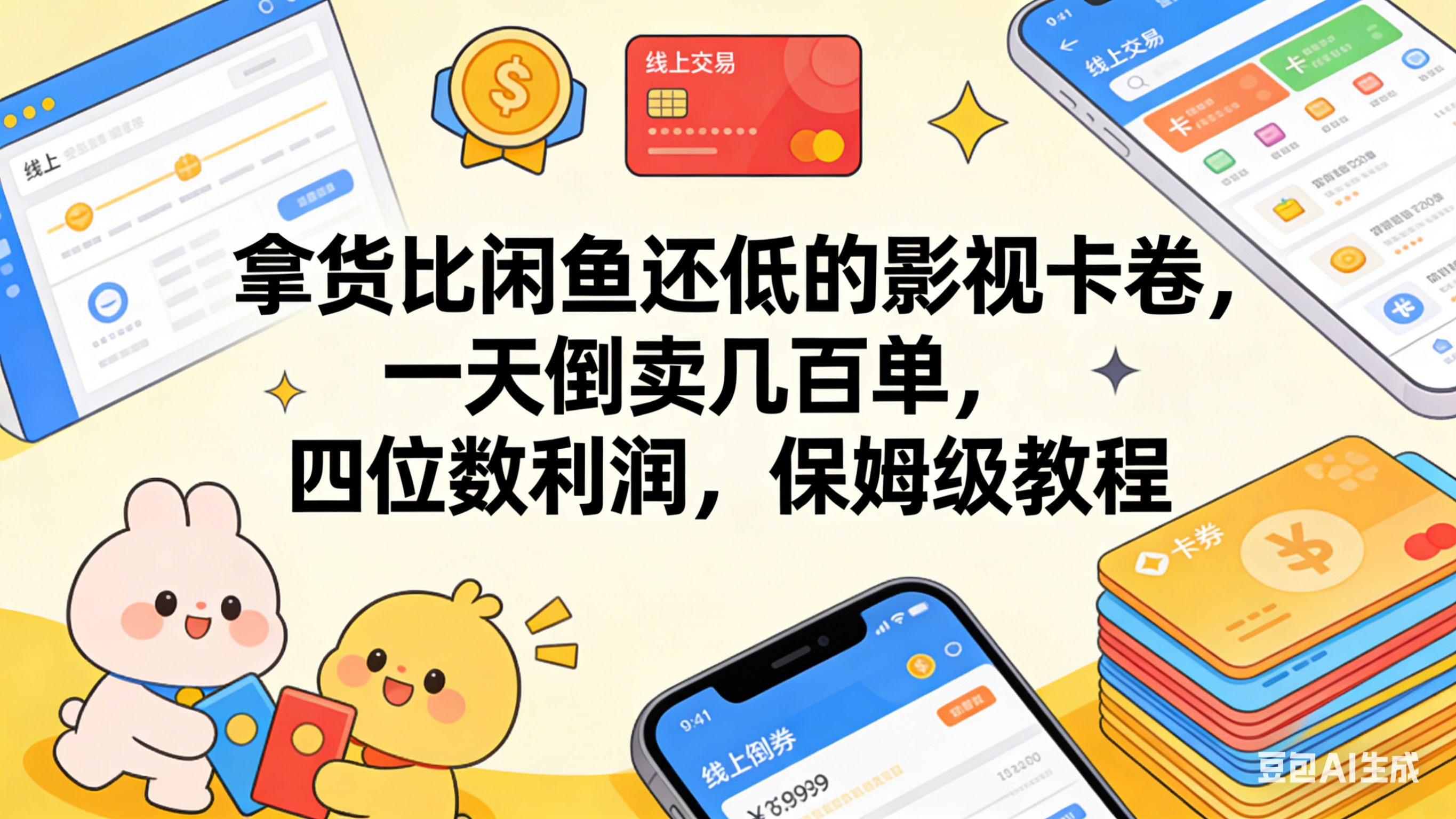 拿货比闲鱼还低的影视卡卷,一天倒卖几百单,四位数利润,保姆级教程网创吧-网创项目资源站-副业项目-创业项目-搞钱项目创业吧